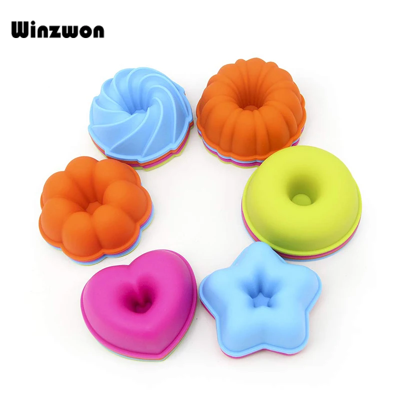 

24Pcs Silicone Donut Mold Chocolate Muffin Cake Cookie Cupcake Fondant Mould Star Heart Flower Round Pumpkin Kitchen Baking Tool