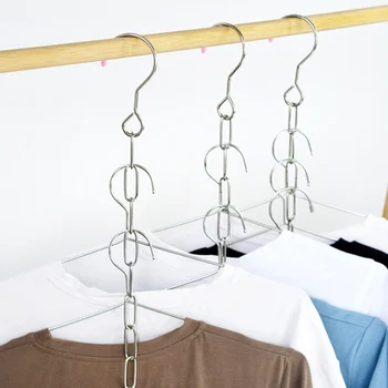 

1Pcs Stainless Steel Clothes Market Shop Display Hanging Chain Hooks With Ring Clothes Storage Chain Household Tool Clotheslines