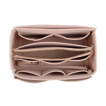 

Storage Key Chain For Handbag Portable Pouch With Detachable Pocket Felt Insert Bag Inner Purse Make Up Tote Organizer Shaper