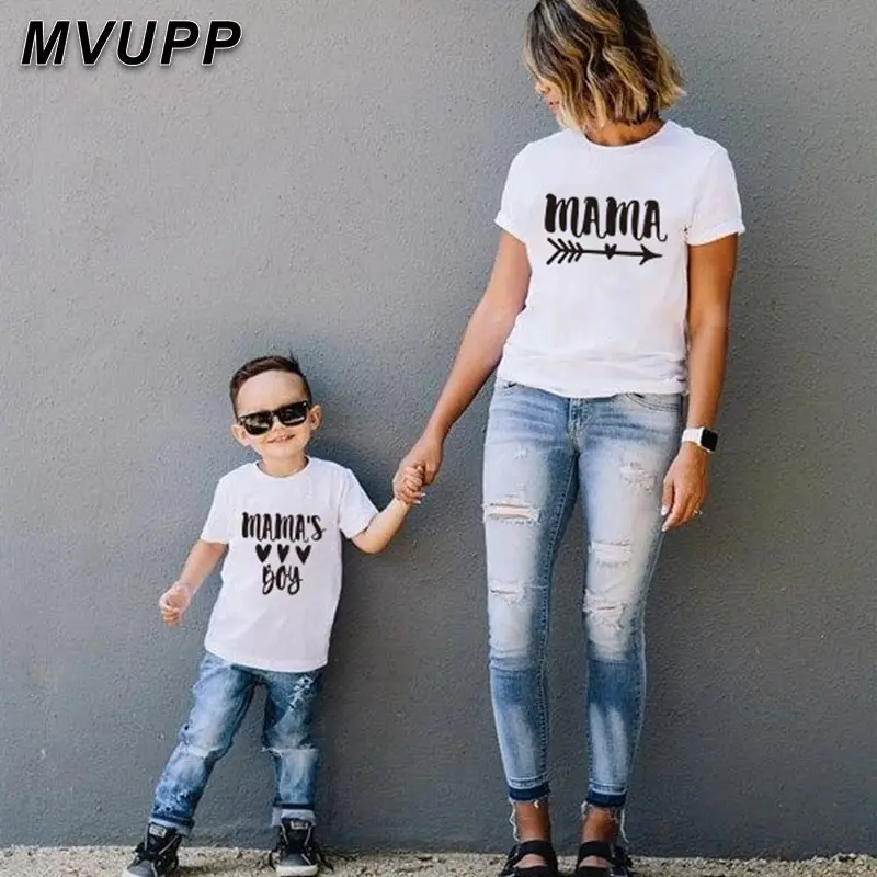 Camiseta corta a juego para familia, ropa letras estampadas madre e hijo, ropa de moda para bebés _ AliExpress Mobile