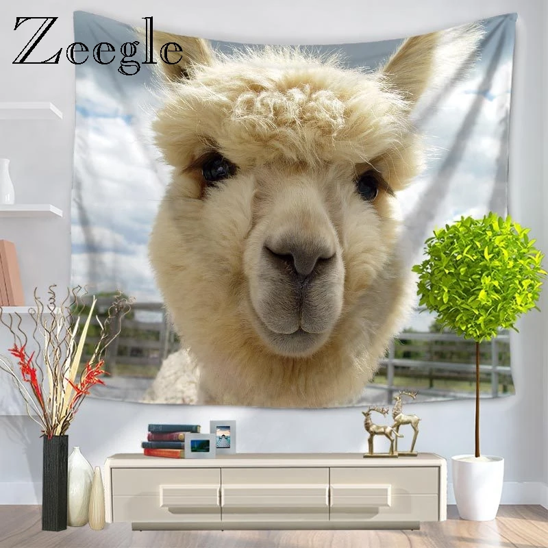 Zeegle Alpaca Pattern Tapestry Wall Hanging Hippie Beach Throw Rug Home Art Tapestries Decor Polyester Table Cloths