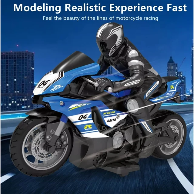 1:10 Scale Remote Control Motorcycle 25KM/H Stunt Drift TPR Soft Rubber Anti-fall Powerful Motor Simulation RC motorbike Model 4