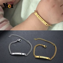 Vnox браслеты с именем телефона на заказ для маленьких девочек и мальчиков, антиаллергенный браслет из нержавеющей стали для детей, ювелирные изделия