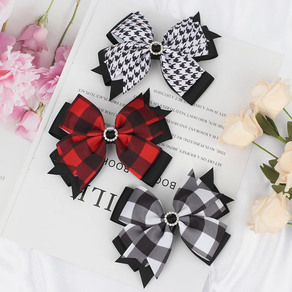 4.5 inch Back To School Hair Bow Kids Girls Hair Clip Boutique Ribbon Bow Round Rhinestone Hairpin Fixed Hair Accessories 17 inch foldable reflector studio teleprompter for broadcast school studio room