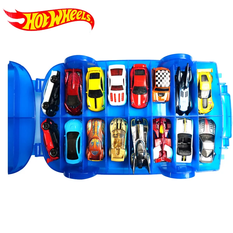 Hot Wheels портативный пластиковый ящик для хранения удерживает 16 спортивных литых под давлением моделей автомобилей игрушки для детей развивающие грузовик мальчик друг Juguetes