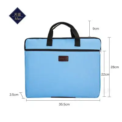 Прочные бумажные книги с ручкой застежка-молния короткие офисные путешествия человек ручной красный черный A4 папка-Чехол - Цвет: sky blue