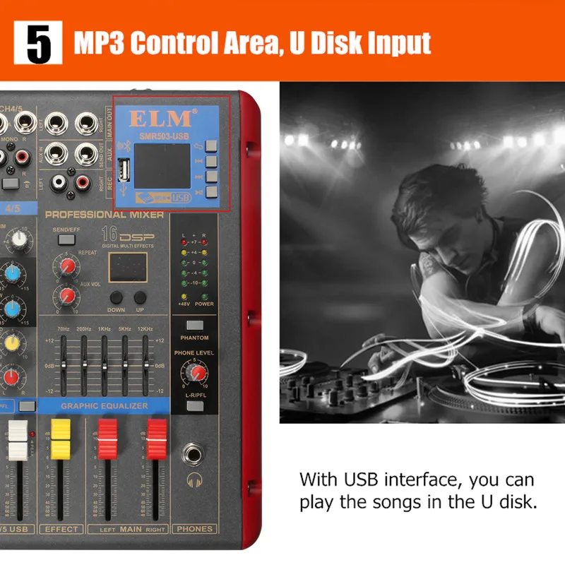 Караоке-миксер 4-канальный bluetooth USB Студия аудио DJ микшерный пульт Цифровой усилитель микрофона DJ микшер звуковая консоль