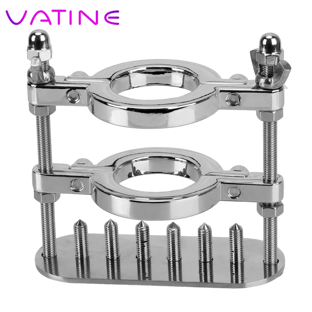 

VATINE Metal Spike Penis Ring Clamp Cock Ring Stretcher Scrotum Stimulation Lock Testicle Clamp Training Device Male Chastity