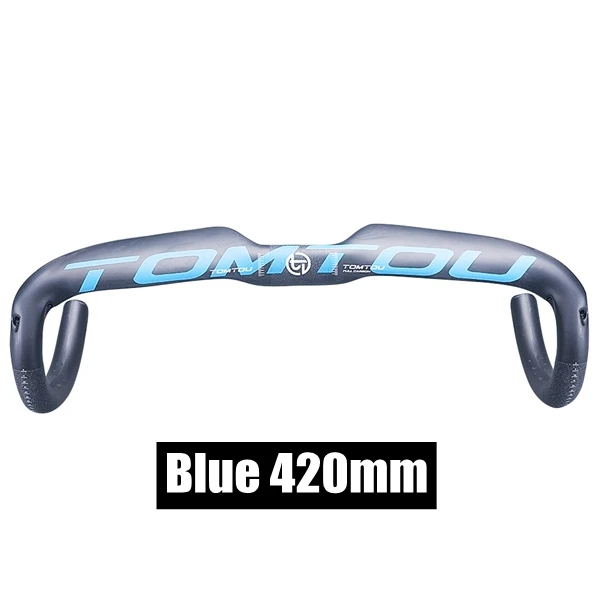 Road Handlebar 420mm TOMTOU матовый синий углеродного волокна дорожные комплекты для руля гоночный велосипед изогнутые рамы+ подседельный штырь+ стволовые части велосипеда-TC7T35 - Цвет: Road Handlebar 420mm