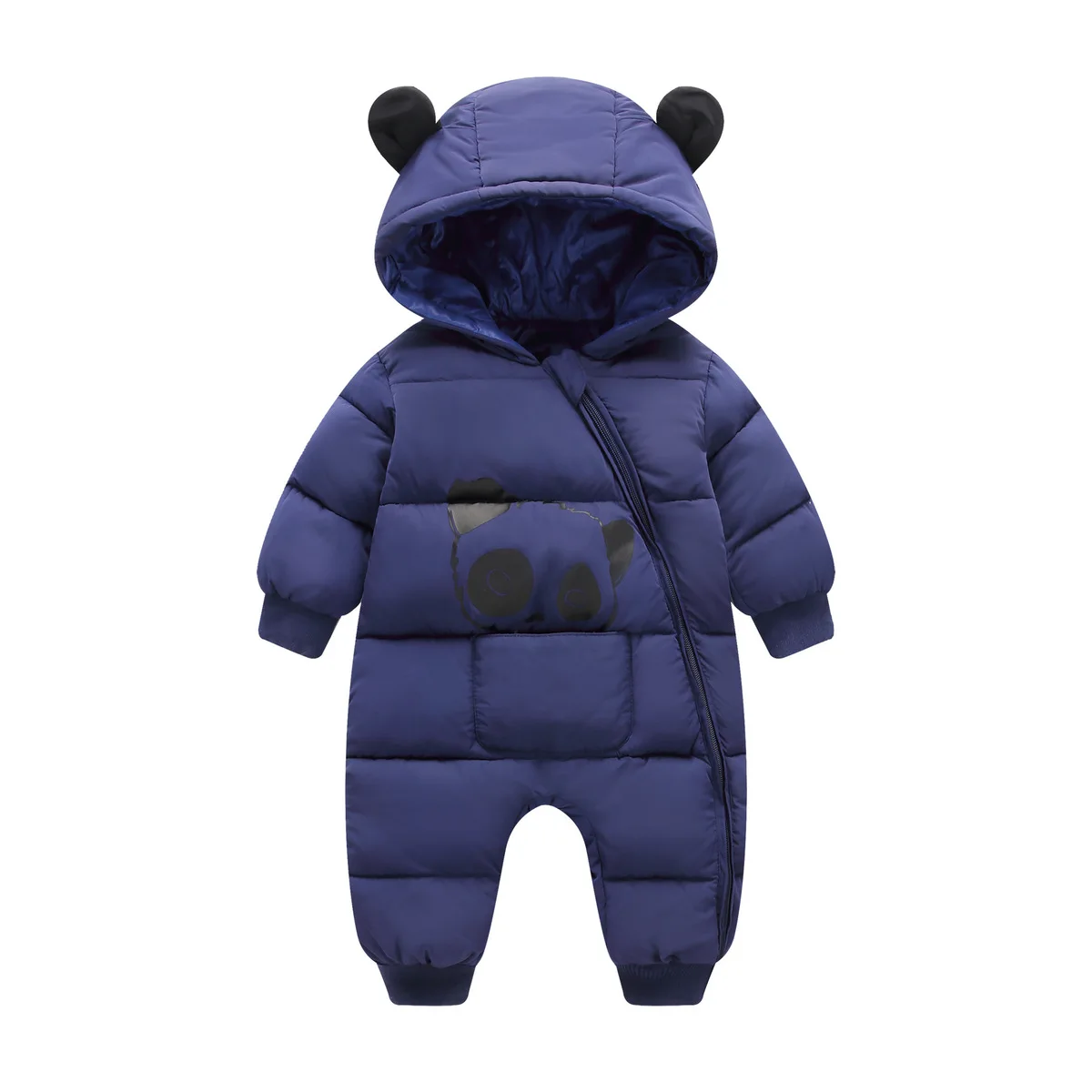 Cute Panda Baby Winter Hooded Rompers Thick Cotton Warm Outfit Newborn Jumpsuit Overalls Snowsuit Children Boys Clothing