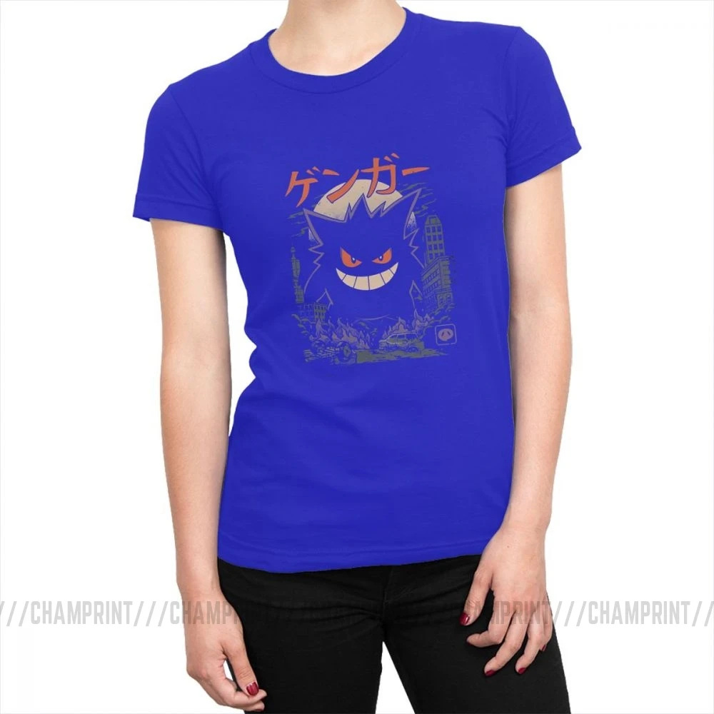 Gengar Kaiju японский стиль Покемон топы тройники комедии Модные женские футболки Tumblr футболки хлопок Панк графическая одежда для женщин - Цвет: Синий