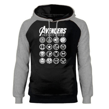 

The Avengers Superhero Hoodeis Men Iron Man Captain America Thor Hulk Black Widow Raglan Hooded Sweatshirt Streetwear Sportswear