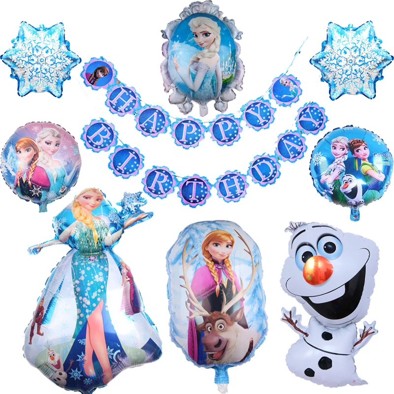 

1set elsa anna princess birthday party balloons snow queen Baby girl foil ballons birthday party decoration kids toy gift banner