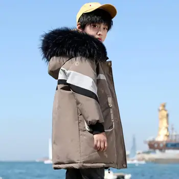 

Children down coats real fur collar thicker warm hooded boys outerwear modis Wear on both sides kids winter down jackets Y2363