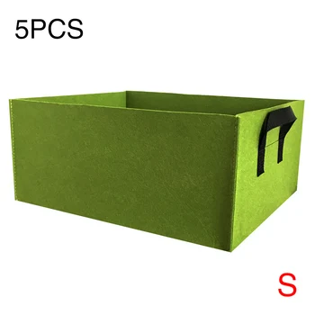 

5pcs Planting Container Felt Tomatoes Breathable Seedling With Handles Flowers Vegetables Garden Tool Rectangle Grow Bag Nursery