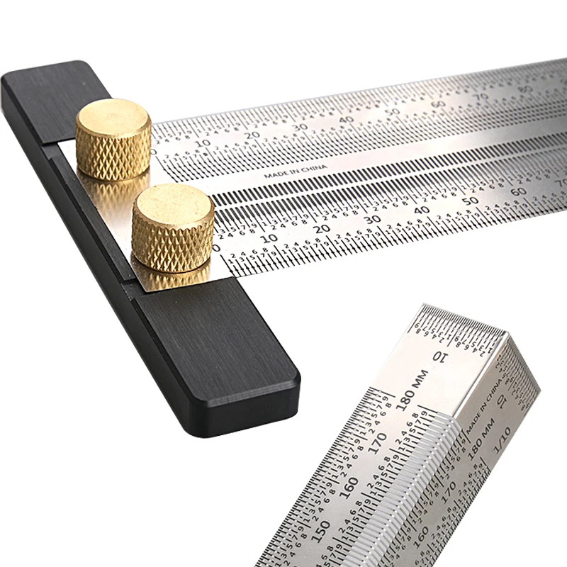 Règle d'échelle de trou de traceur de ligne de type T de haute précision,  jauge de marquage en acier inoxydable pour le travail de calcul de  bricolage, outils de mesure de charpentier