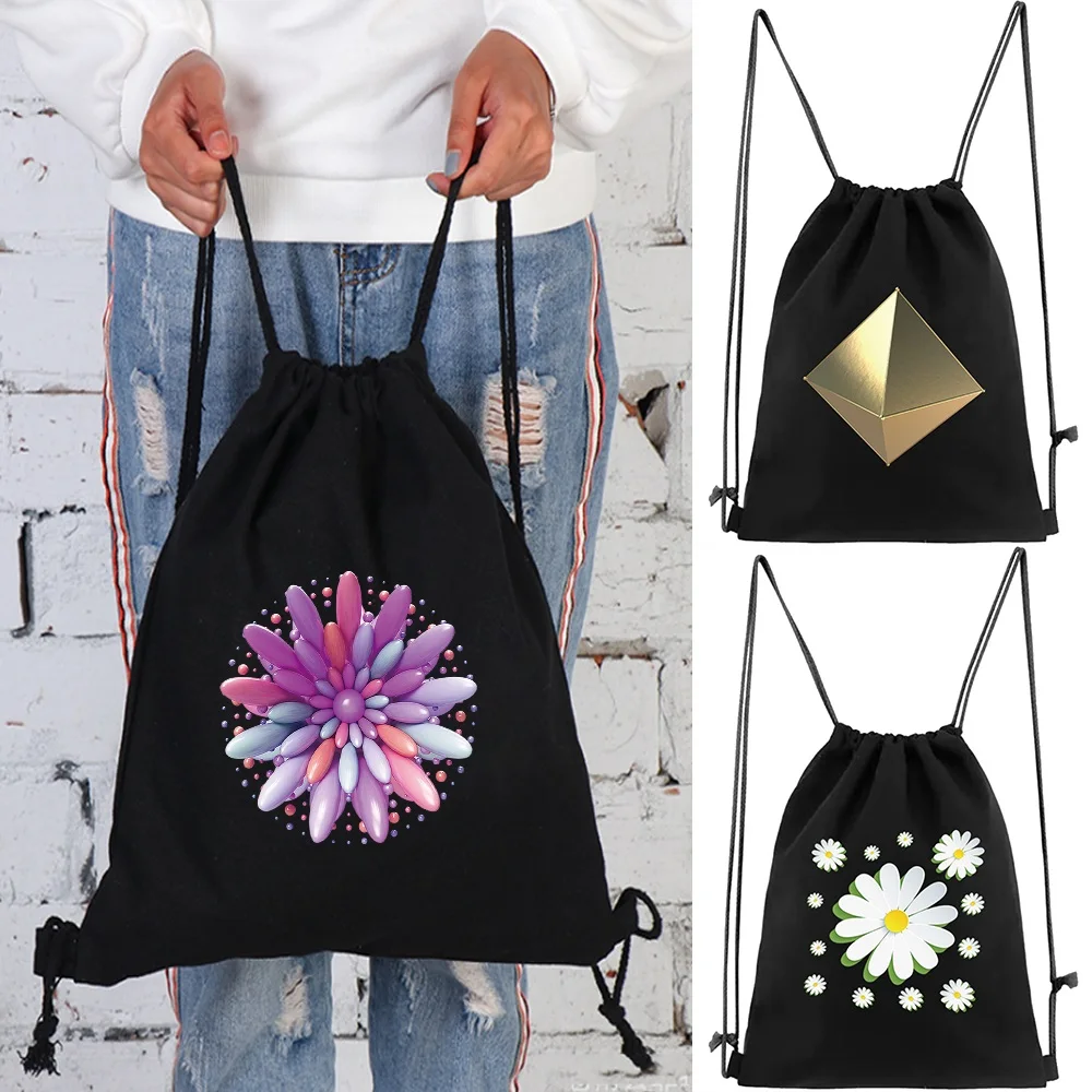 

Canvas Bag Foldable Shopping Bag Casual Drawstring Backpac Portable Gift Storage Bag Lightweight Fashion Casual Backpacker