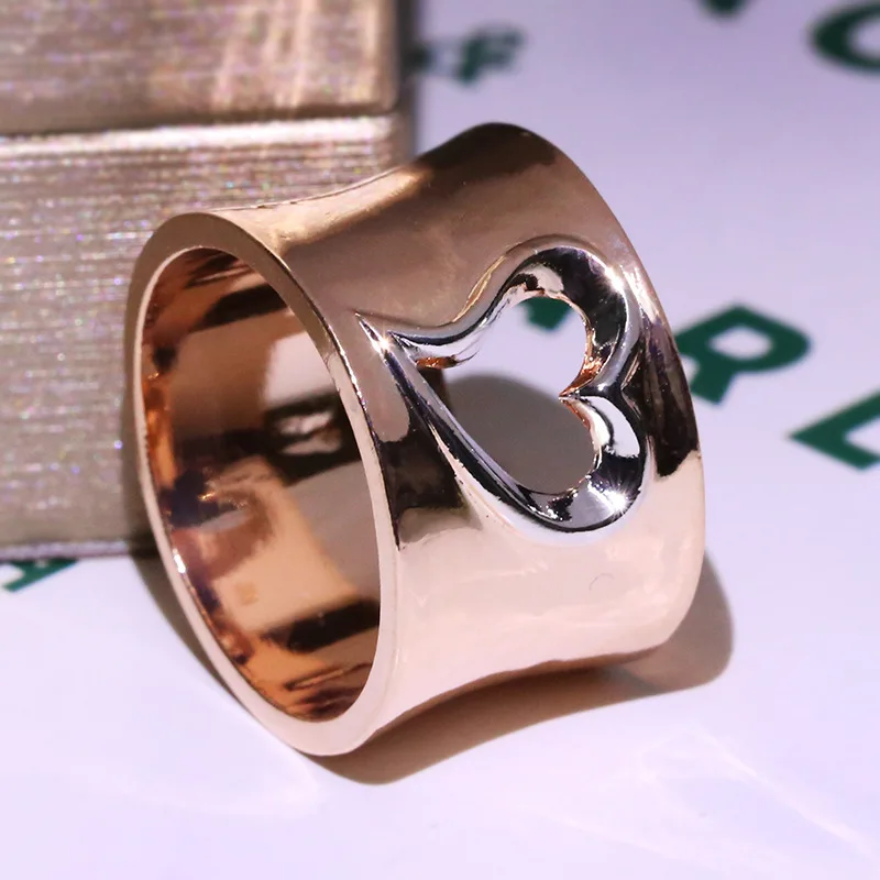 Модное женское маленькое Серебряное сердце оправа на леске Панк Золотой в виде розы кольца для женщин Винтажный праздничный свадебный Венчальный кольцо