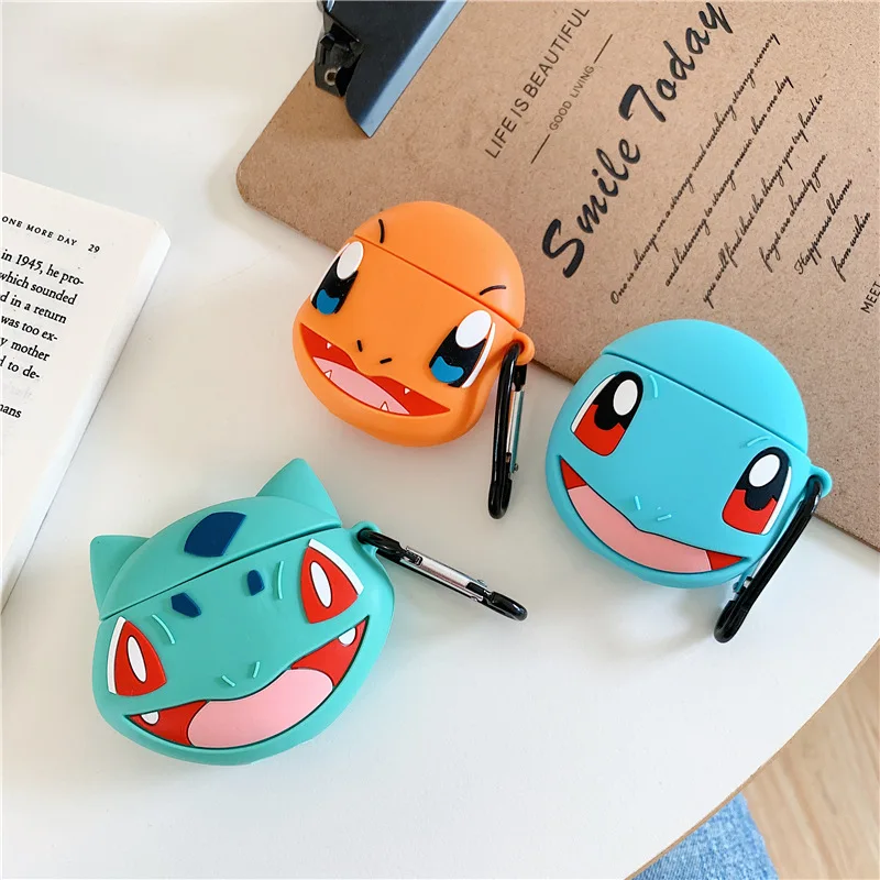3D милый силиконовый чехол для AirPods 1/2 наушники чехол для Airpods с рисунком из японского мультфильма pokeball Бульбазавр, чармандер Сквиртл funda