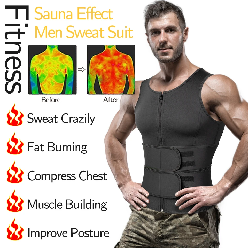 Hot Sweat Body Shaper Tank Top Fat Burner Slimming Sauna Suit Mens Heat Trapping Shirt Enhancing Vest