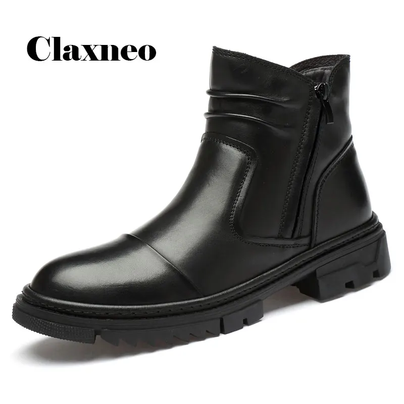 

CLAXNEO Man Boots Design 2020 Spring Autumn Male Leather Shoes Zipper clax Men's Leather Boot Genuine Leather Brand