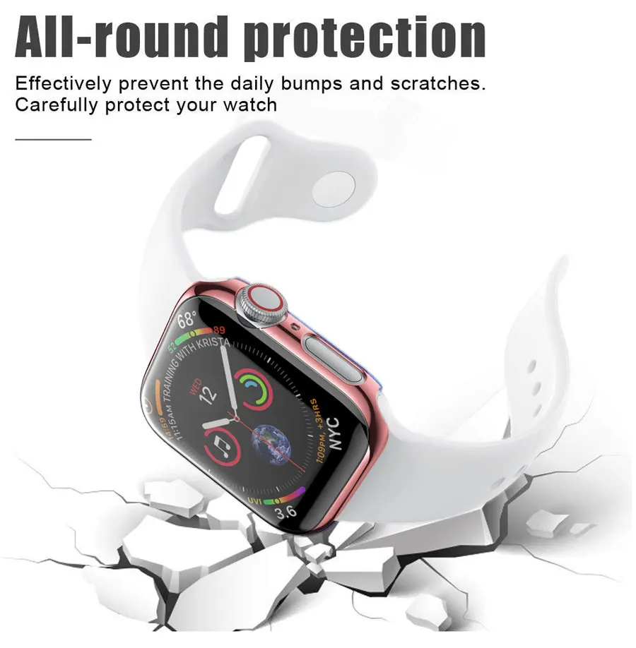 Slim TPU Screen Protector case Cover For Apple Watch Series 5 4 3 2 Soft Clear Case for iWatch case apple 4 40mm 40mm 38mm 44mm