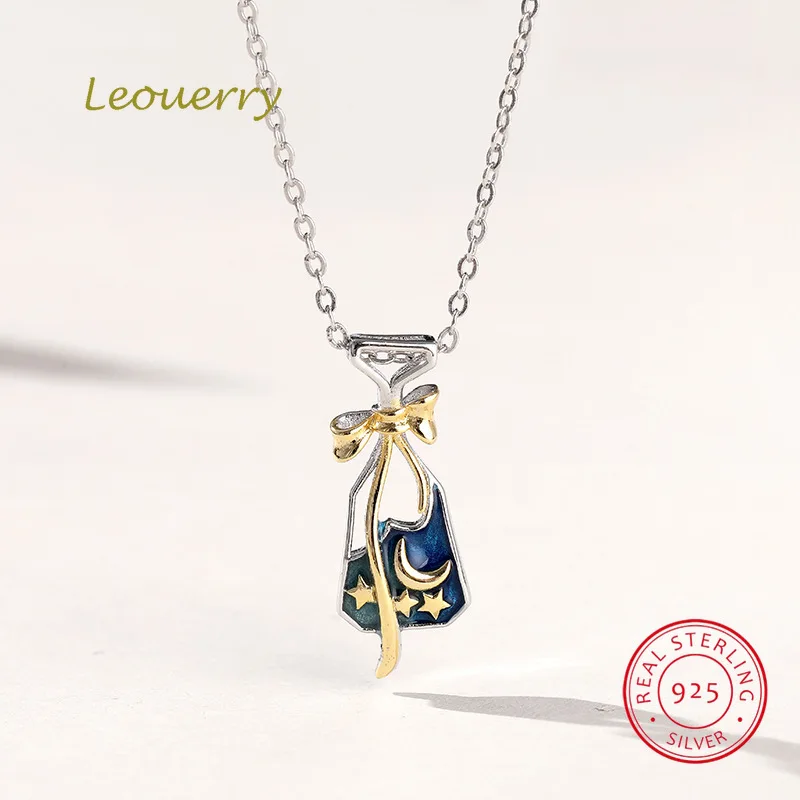 Leouerry, 925 пробы, милая подвеска в виде бутылочки желаний, ожерелье, Lucky Moon, звезда, бутылка, подвеска, цепочка для ключицы, для женщин, хорошее ювелирное изделие