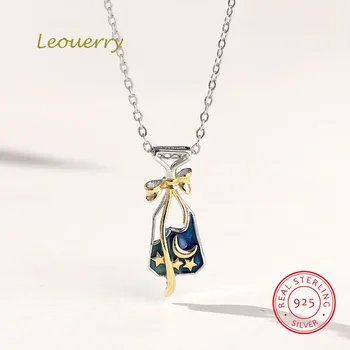 

Leouerry 925 Sterling Sweet Wishing Bottle Pendant Necklace Lucky Moon Star Bottle Charm Clavicle Chain For Women Fine Jewelry