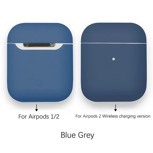 Soft Silicone Cases For Apple Airpods 1/2 Protective Bluetooth Wireless Earphone Cover For Air Pods Luxury Charging Box Bags Blue Grey