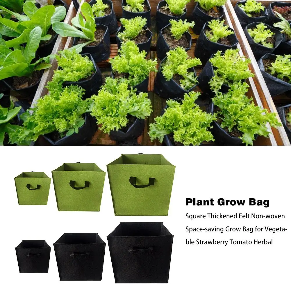 

Plant Grow Bag Square Thickened Felt Non-woven Space-saving Grow Bag for Vegetable Strawberry Tomato Herbal Garden Supplies