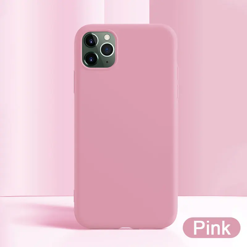 Милый карамельный цвет сплошной силиконовый чехол для телефона для iPhone 11 Pro Max чехол для iPhone 7 8 Plus X XS чехол для Max XR противоударный чехол - Цвет: Pink