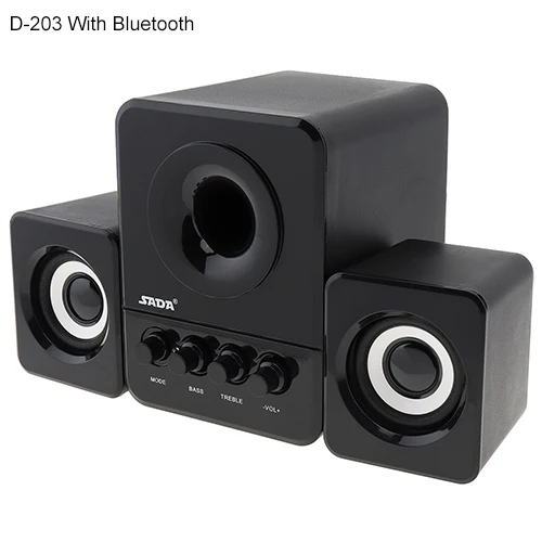 D-203 With Bluetooth SADA D-203 3D стерео компьютерные колонки USB проводной мини комбинированный сабвуфер Портативный динамик s PC Динамик для телефона тв - Цвет: D-203 With Bluetooth