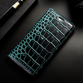 

Crocodile Genuine Leather phone Case For Homtom S7 S8 S9 Plus S12 S16 Flip Stand Phone Cover shells capa coque bags