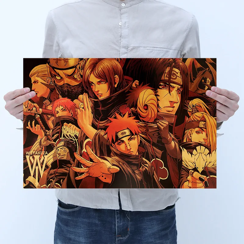 AIMEER ninja Akatsuki Kishimoto Masashi Personaje de Anime colección de papel Kraft Retro cartel de pintura decorativa 51x35.5cm