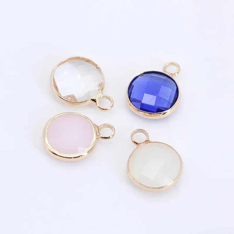 

12p10mm Round 1-Loop Metal bead Crystal Necklace Charm Pendant Earring Connector DIY Jewelry Making Earring Necklace Accessories