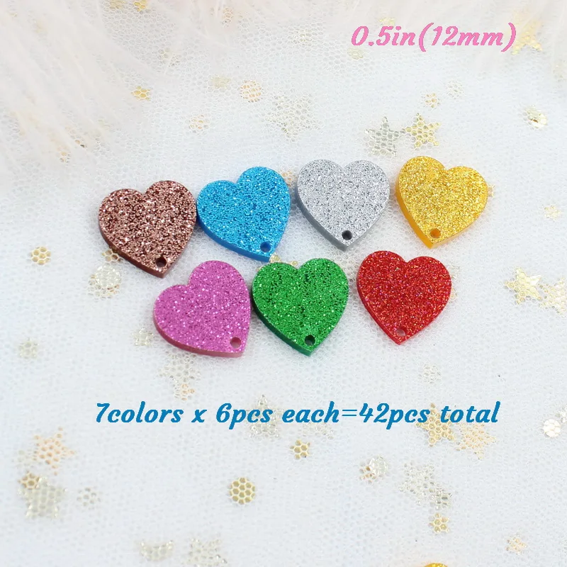 (0.5in)12MM-42pcs 12 мм/14 мм/16 мм Ассорти позолоченное сердце для сережек Акриловые Мини Сердце с отверстием аксессуары Лазерная Cut-AC1599 - Окраска металла: (0.5in)12MM-42pcs