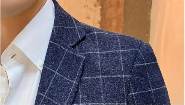 Осеннее Новое мужское клетчатое пальто однобортный Модный повседневный деловой пиджак пальто Свадебная вечеринка мужской костюм куртка
