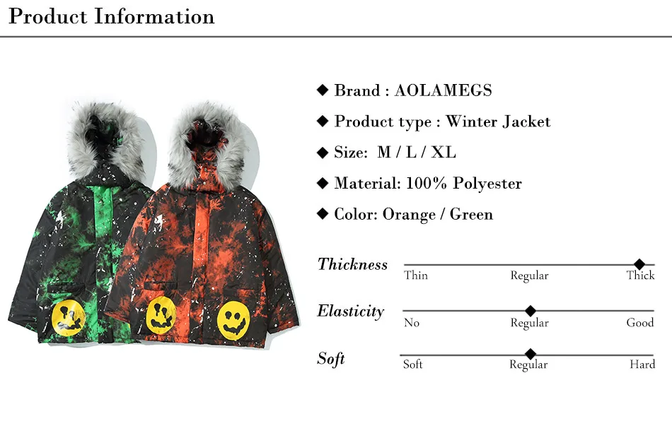 Aolamegs зимняя куртка мужская куртка с принтом граффити Толстая Теплая стеганая Съемная куртка с меховым воротником пальто с капюшоном в стиле хип-хоп Расширенная уличная одежда