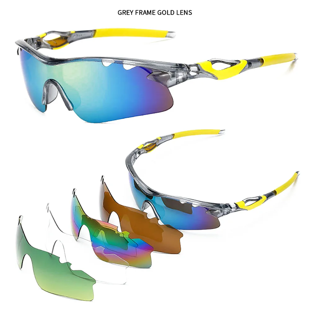 New Cycling glasses explosion-proof outdoor riding glasses sunglasses 5 lens sports set polarized Discoloration sunglasses