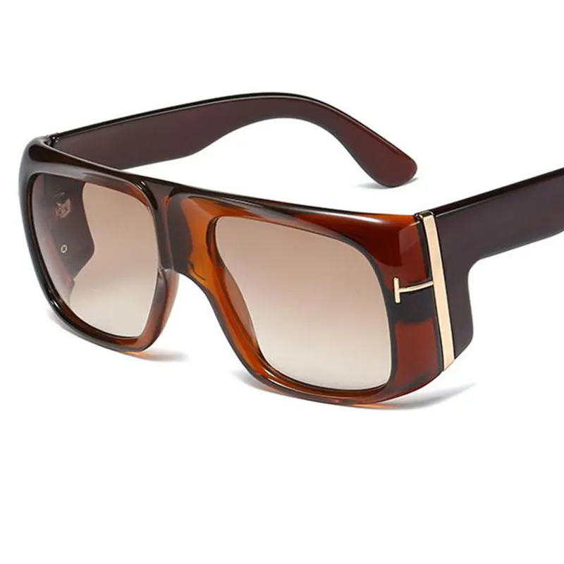Роскошные модные мужские негабаритные солнцезащитные очки большие квадратные солнцезащитные очки для женщин Весна Лето коричневые дизайнерские темные очки UV400