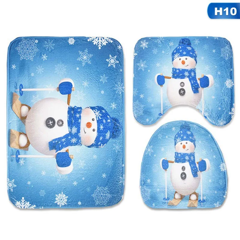 3 шт./компл. Merry Christmas Чехол подушки сиденья для унитаза Нескользящие наборы для ванной стойка для тряпок+ крышка для унитаза+ коврик для ванной - Цвет: 10