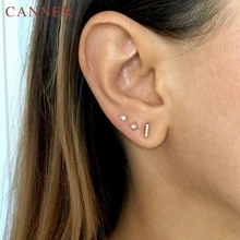 Мини 925 пробы серебряные серьги-гвоздики для женщин 1 комплект 3 шт. золото/серебро/розовое золото милые очаровательные мини циркониевые гвоздики ювелирные изделия