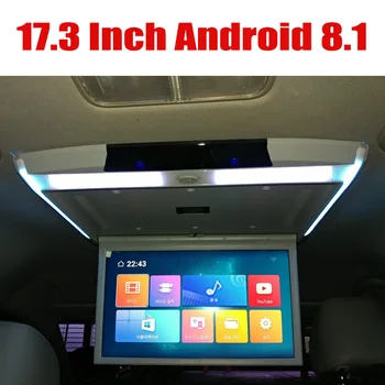 

17.3 Inch Car Roof Mount Monitor Android 8.1Flip Down TFT LCD Player With HD 1080P Video USB FM HDMI SD Touch Button Ceiling MP