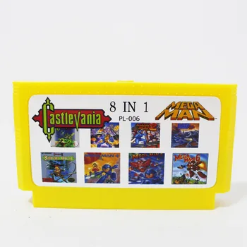 

10Pcs/Lot Super Game 8 In 1 Game Card with Mega man 1/2/3/4/5/6 + Castlevania 1/2 8 bit Games Free shipping!