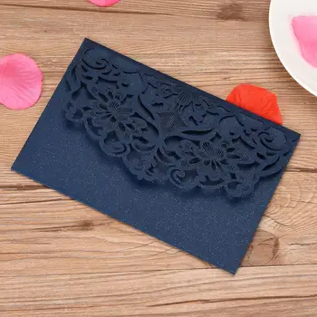 

10pcs Wedding Invitation Wedding Card Bee Pattern Pearl Paper Hollow Invitation Card Cover with Blank Inner Sheet Party Supplies