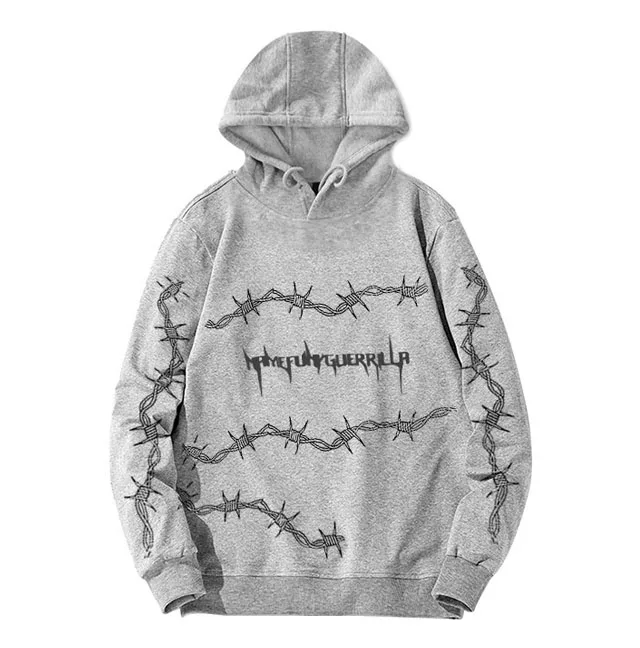

Autumn Hoodie Sweatshirt Women Casual Outerwear Loose Hip Hop Harajuku Sweatshirt Female 2019 Thorns Pattern Print Tracksuit Top