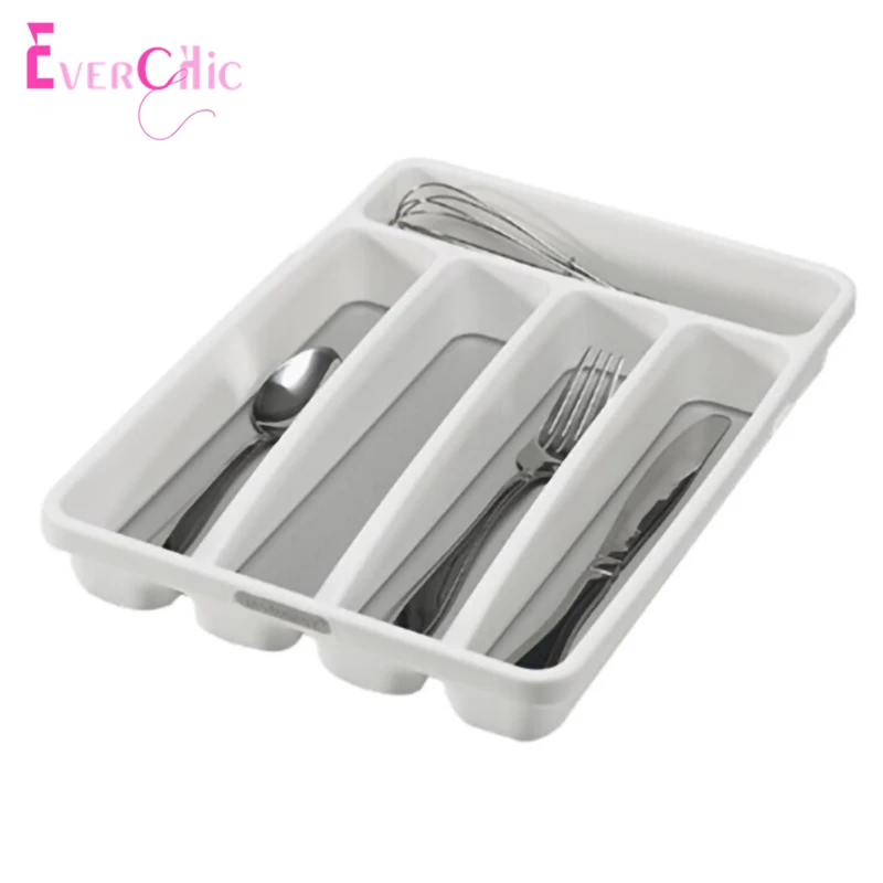 

5 Sections Drawer Organizer Cutlery Tray Silverware Utensil Kitchen Storage Organizer Box Knife Fork Spoon Chopsticks Storage
