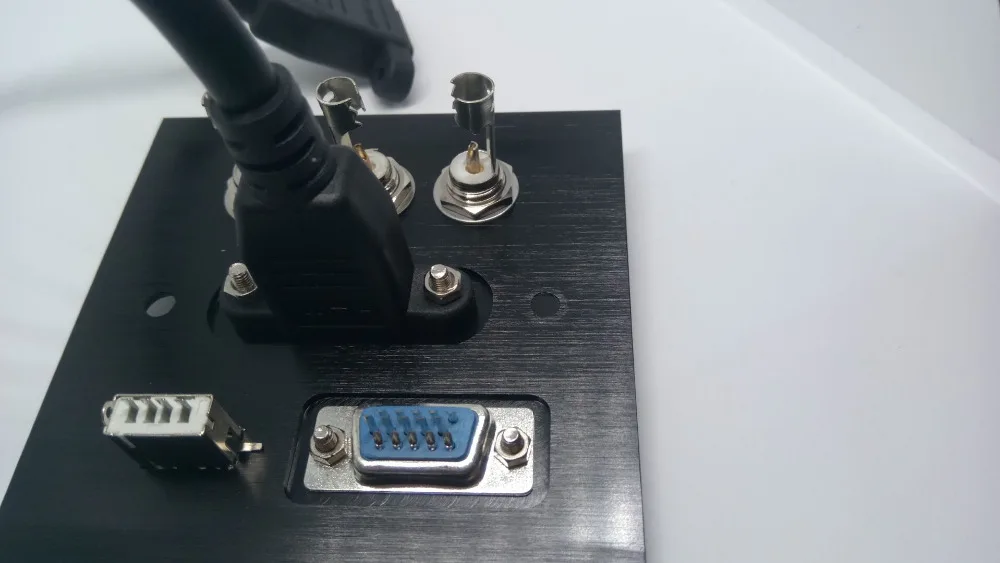 Алюминиевый сплав Разъем panle VGA HDMI USB видео R L порт pd Разъем сварочный патч Плата расширения черная матовая панель
