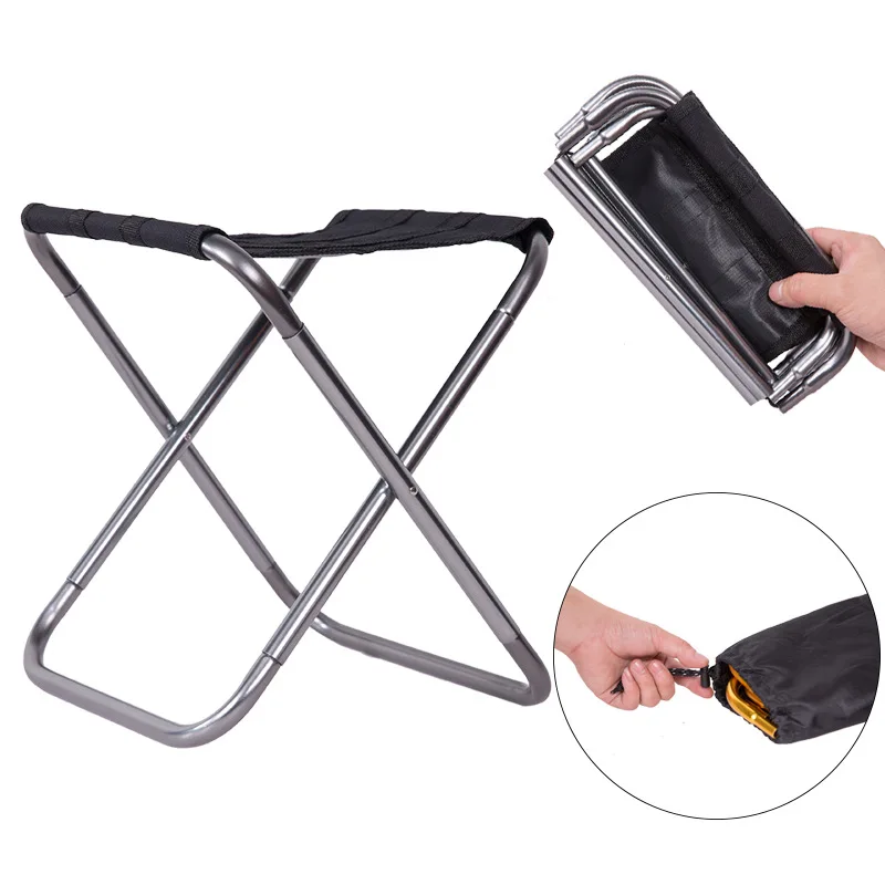

Outdoor Folding Chair 7075 Aluminium Alloy Fishing Chair Barbecue Stool Folding Stool Portable Train Stool Camping Camp Chair