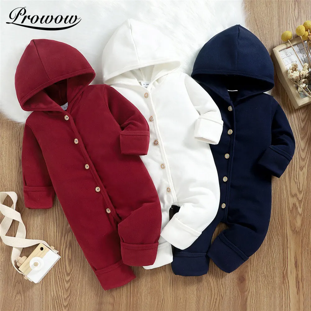 

Осенне-зимняя одежда для маленьких мальчиков Prowow, детские комбинезоны, Одежда для новорожденных из хлопка и полиэстера, одежда для девочек и мальчиков, одежда для сна с капюшоном